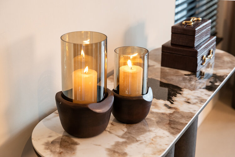 Richmond Interiors Console wandtafel Langford Brown Eiken Keramiek ovaal