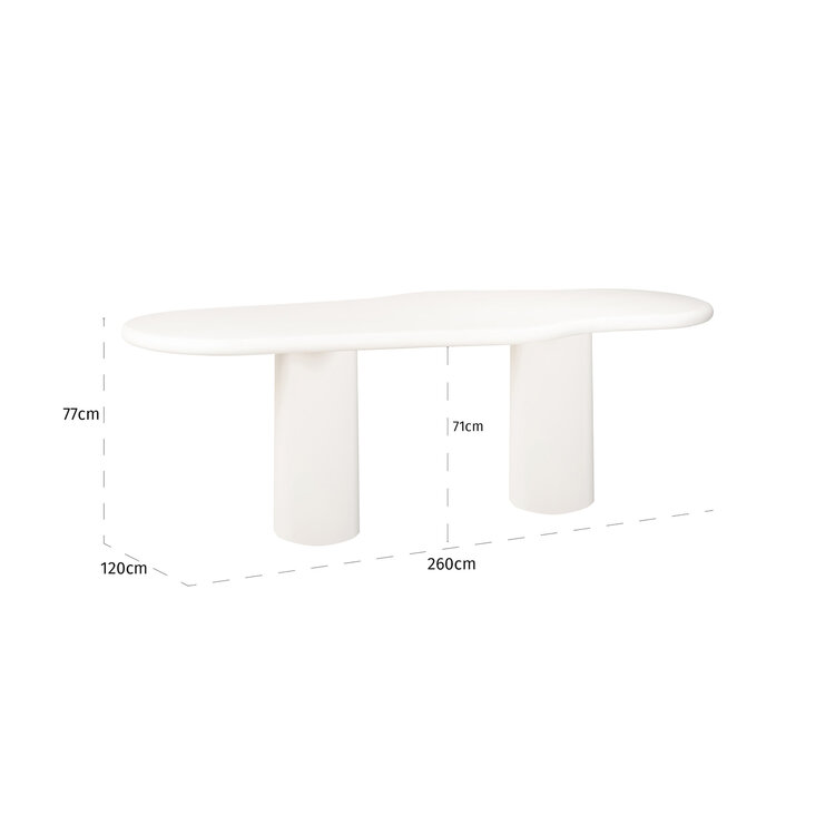 Richmond Interiors Eettafel Bloomstone 260x120 cm wit pleister finish