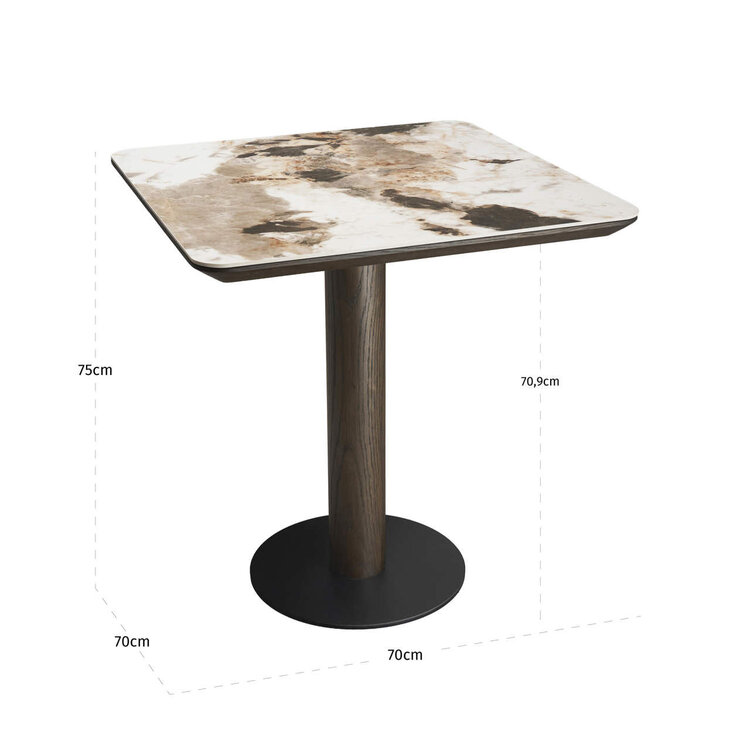 Richmond Interiors Bistrotafel Langford Brown Eiken Keramiek vierkant