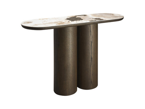 Richmond Interiors Console wandtafel Langford Brown Eiken Keramiek ovaal