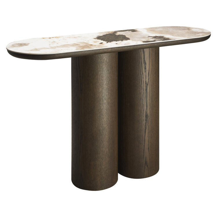 Richmond Interiors Console wandtafel Langford Brown Eiken Keramiek ovaal