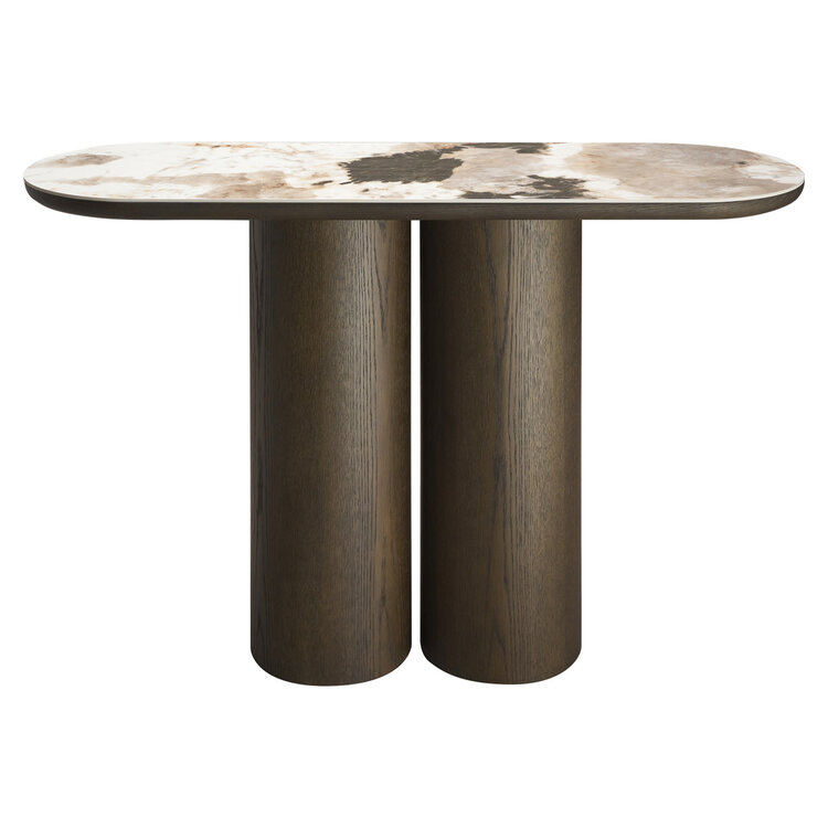 Richmond Interiors Console wandtafel Langford Brown Eiken Keramiek ovaal
