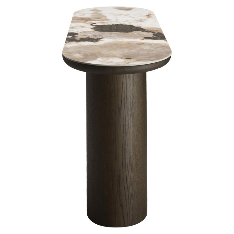 Richmond Interiors Console wandtafel Langford Brown Eiken Keramiek ovaal