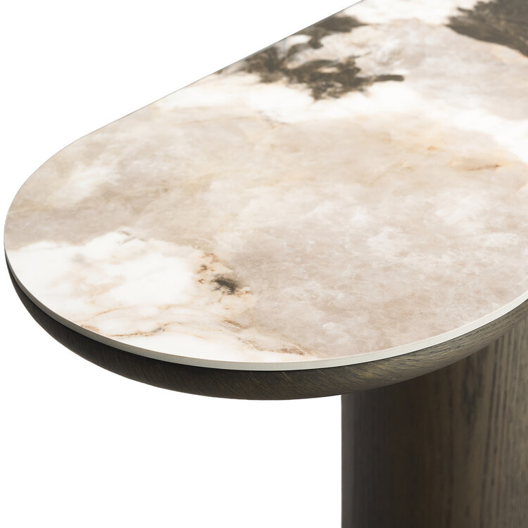 Richmond Interiors Console wandtafel Langford Brown Eiken Keramiek ovaal