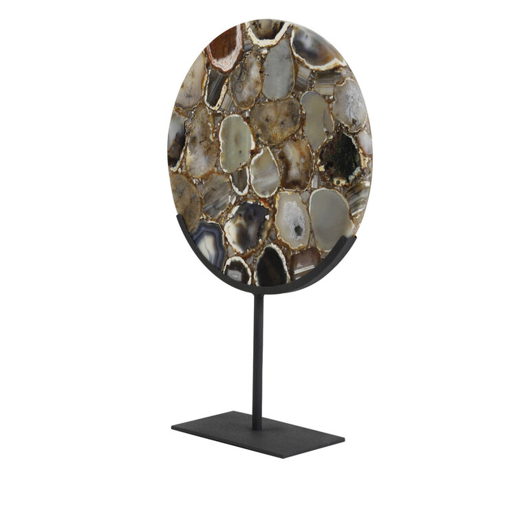 Decoratie Object Ornament Agaat bruin mat zwart groot