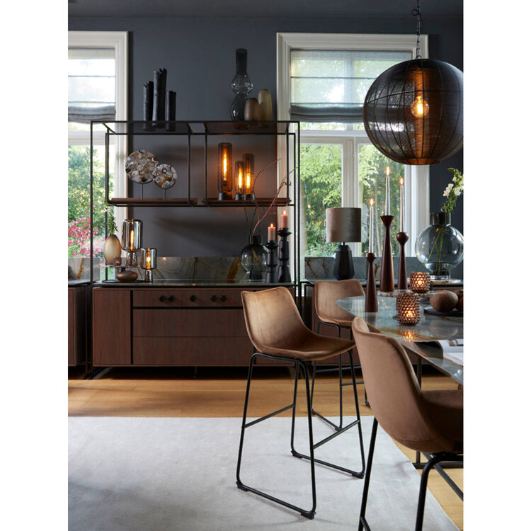 Decoratie Object Ornament Agaat bruin mat zwart groot