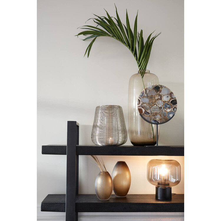 Decoratie Object Ornament Agaat bruin mat zwart groot