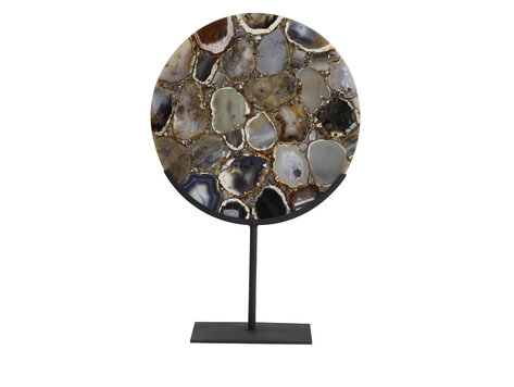 Decoratie Object Ornament Agaat bruin mat zwart groot