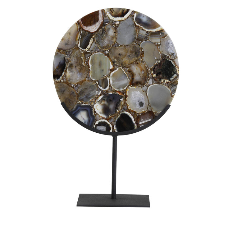 Decoratie Object Ornament Agaat bruin mat zwart groot