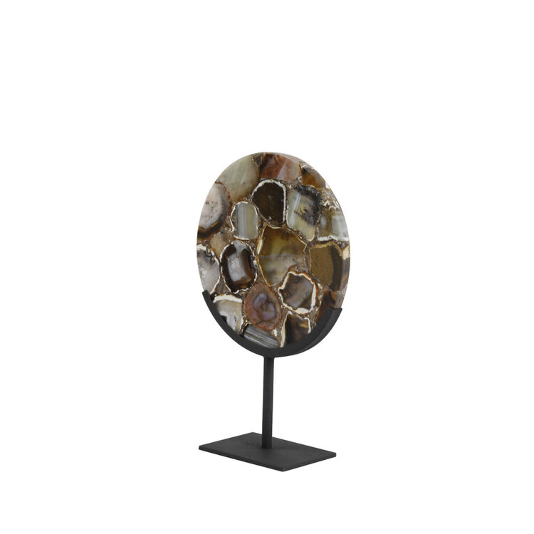 Decoratie Object Ornament Gouya agaat bruin mat zwart klein