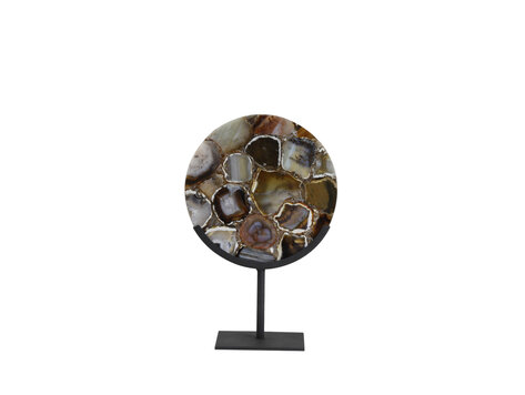 Decoratie Object Ornament Gouya agaat bruin mat zwart klein