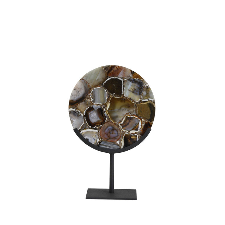 Decoratie Object Ornament Gouya agaat bruin mat zwart klein