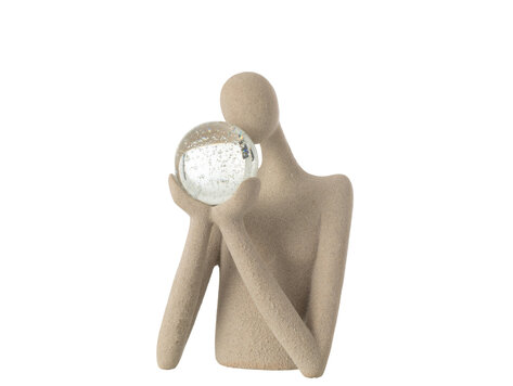 Decoratie Object Buste beige Bal kristalglas