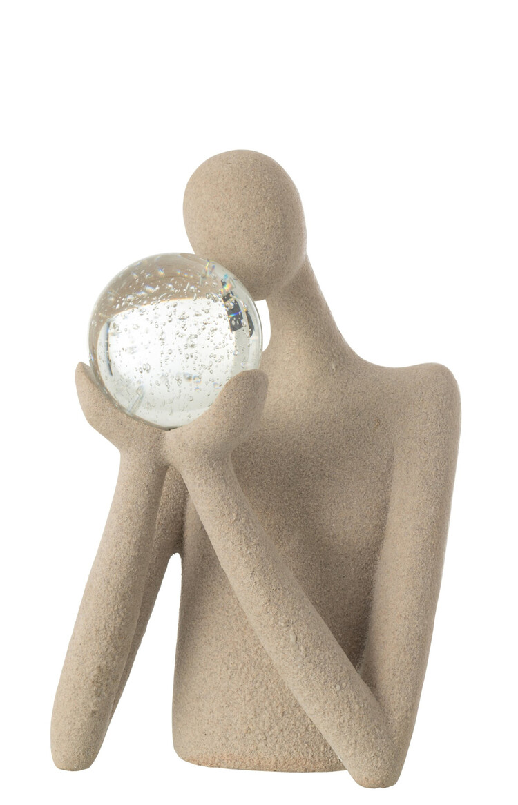 Decoratie Object Buste beige Bal kristalglas