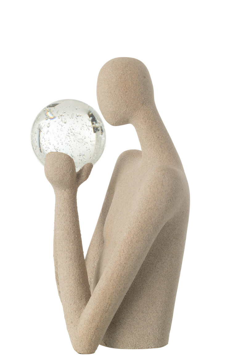 Decoratie Object Buste beige Bal kristalglas