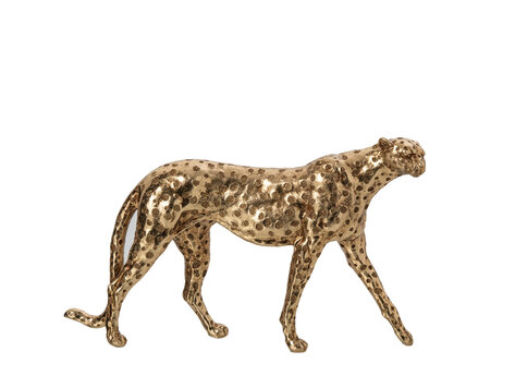 Decoratie Object Ornament Cheetah polyresin goud