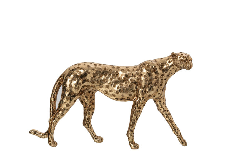 Decoratie Object Ornament Cheetah polyresin goud
