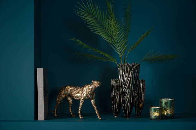 Decoratie Object Ornament Cheetah polyresin goud