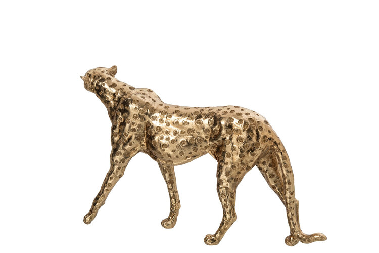 Decoratie Object Ornament Cheetah polyresin goud