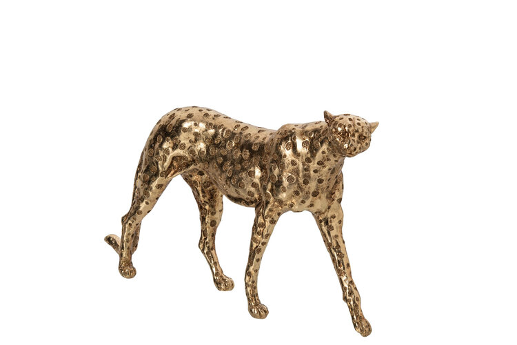 Decoratie Object Ornament Cheetah polyresin goud