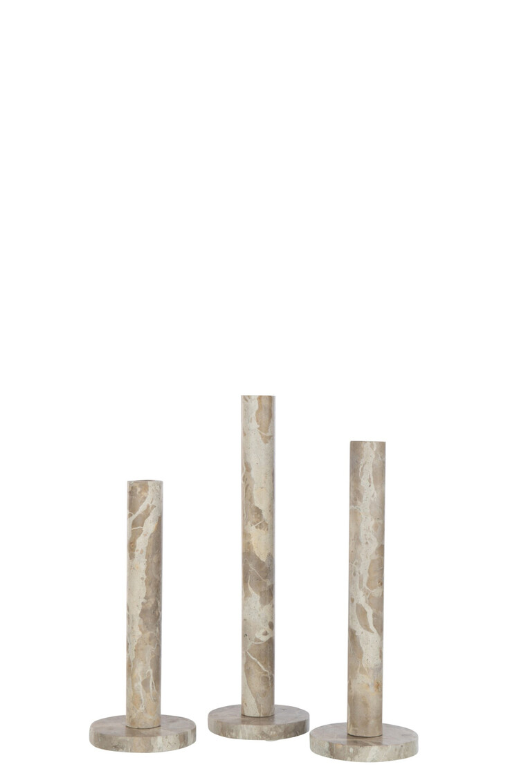 Kandelaar marmer beige Set van 3