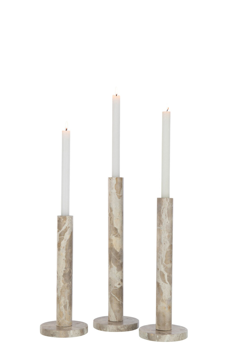 Kandelaar marmer beige Set van 3