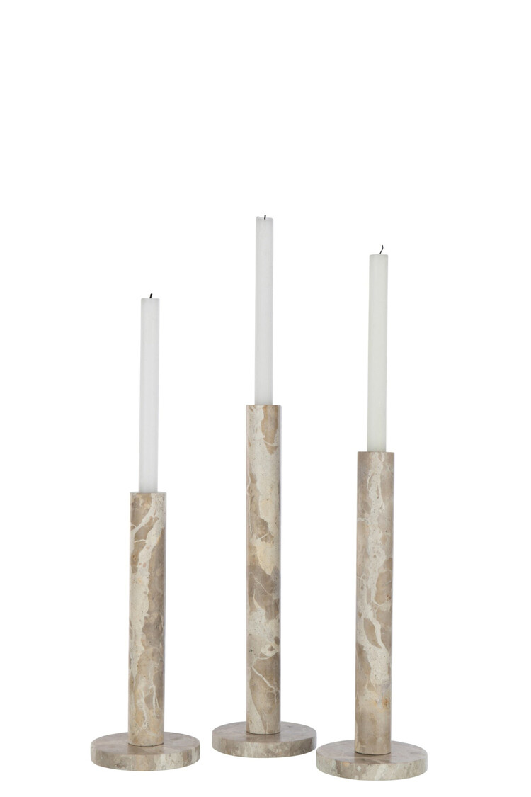 Kandelaar marmer beige Set van 3