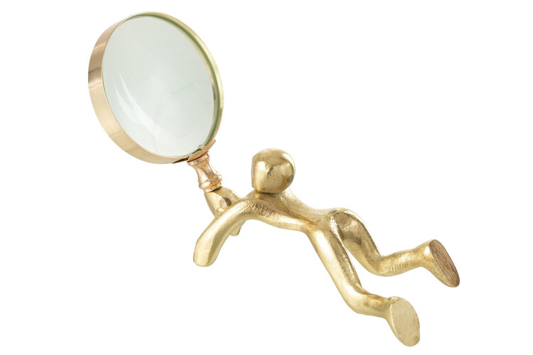 Decoratie object vergrootglas aluminium glas goud