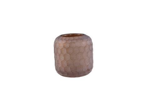 PTMD Collection Vaela Beige windlicht glas honingraatpatroon Small