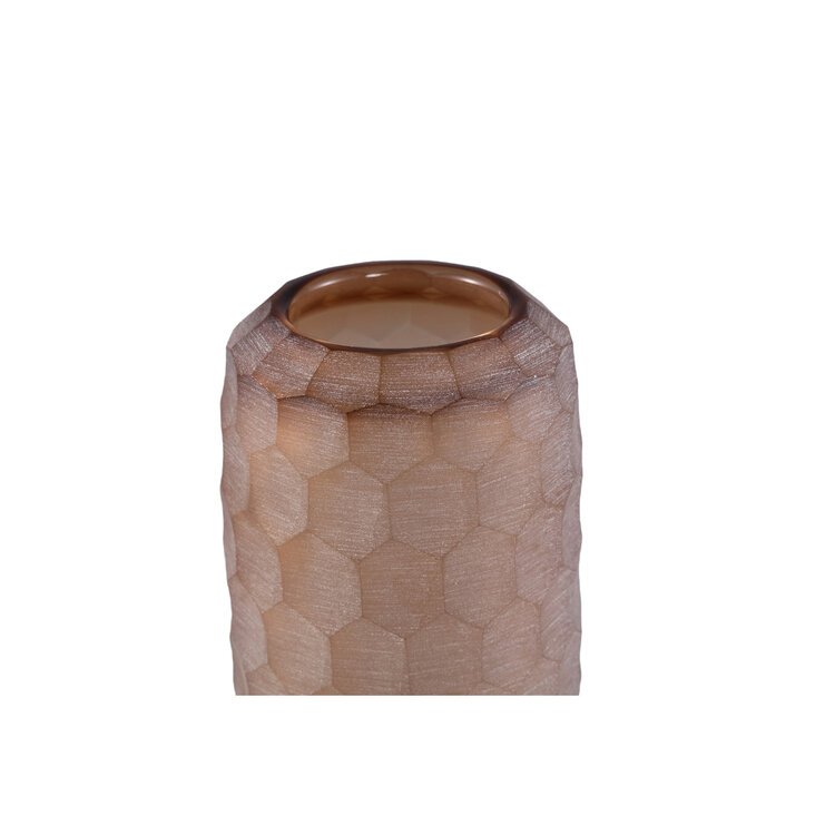PTMD Collection Vaela Beige windlicht glas honingraatpatroon Medium