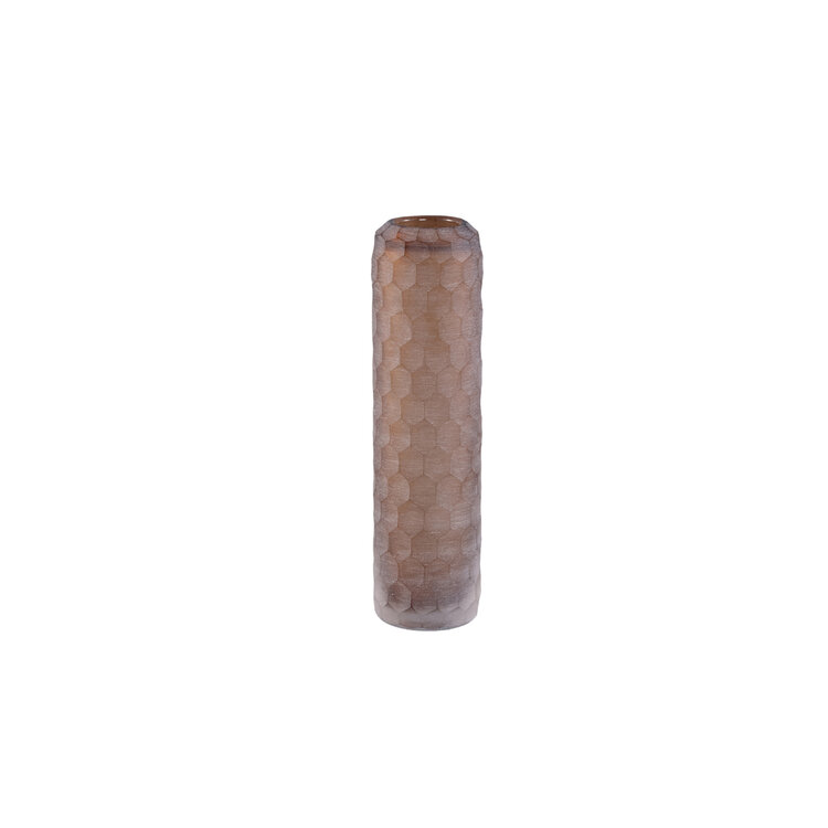 PTMD Collection Vaela Beige windlicht glas honingraatpatroon Medium