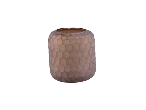 PTMD Collection Vaela Beige windlicht glas honingraatpatroon Large