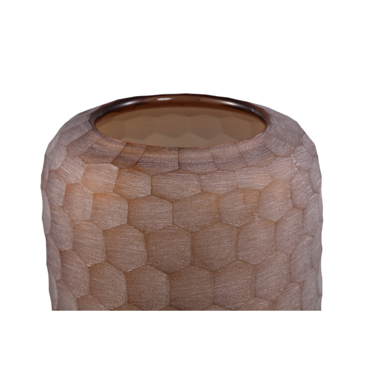 PTMD Collection Vaela Beige windlicht glas honingraatpatroon Large