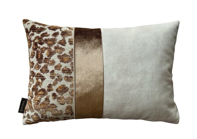Brons interieur Sierkussen Faro oker strook 45x30 cm