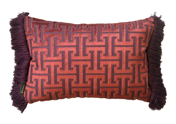 Brons interieur Sierkussen Maribu fringe met franjes 45x30 cm