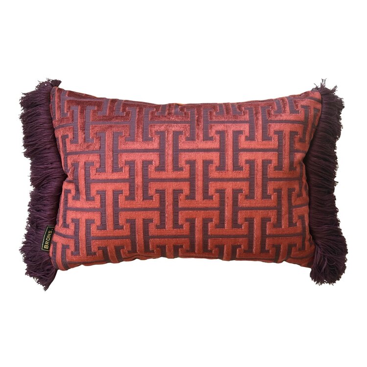 Brons interieur Sierkussen Maribu fringe met franjes 45x30 cm