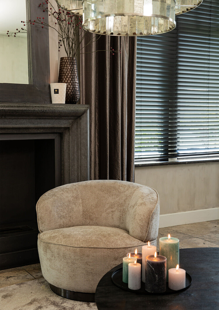 PTMD Collection Fauteuil Filou Beige draaibaar + Ebe bijzettafels