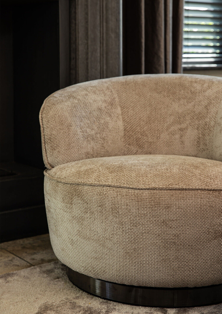 PTMD Collection Fauteuil Filou Beige draaibaar + Ebe bijzettafels