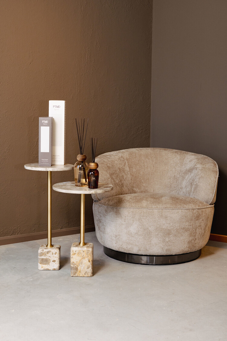 PTMD Collection Fauteuil Filou Beige draaibaar + Ebe bijzettafels
