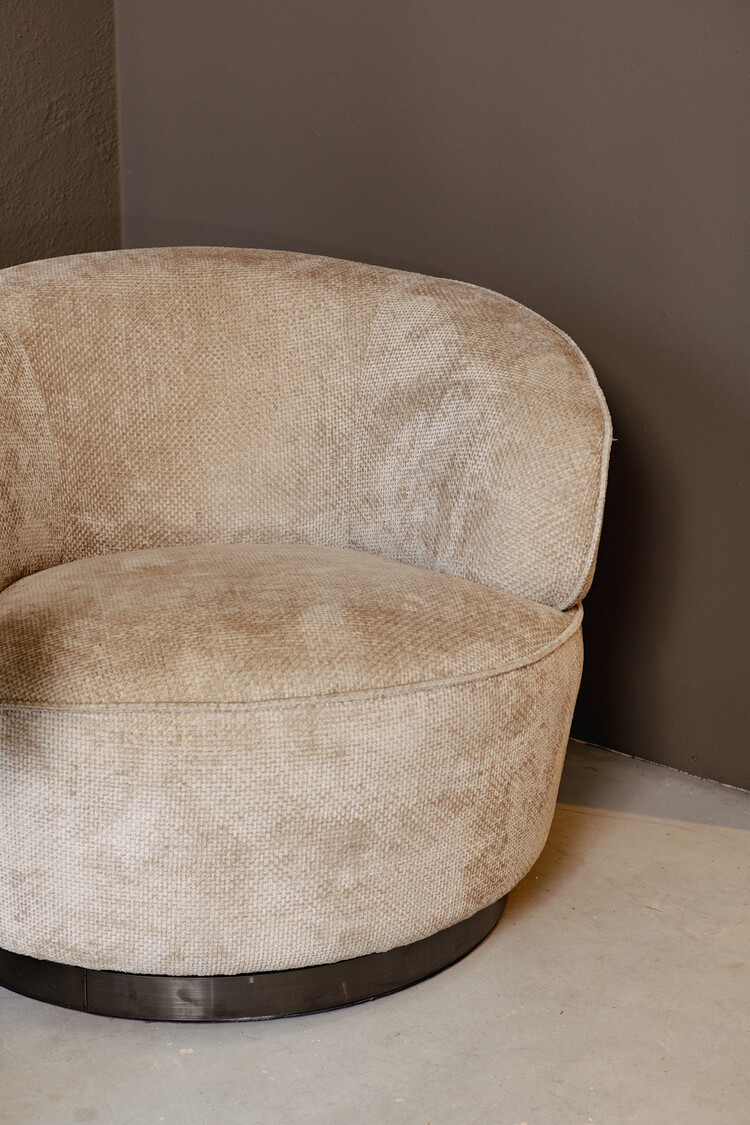 PTMD Collection Fauteuil Filou Beige draaibaar + Ebe bijzettafels