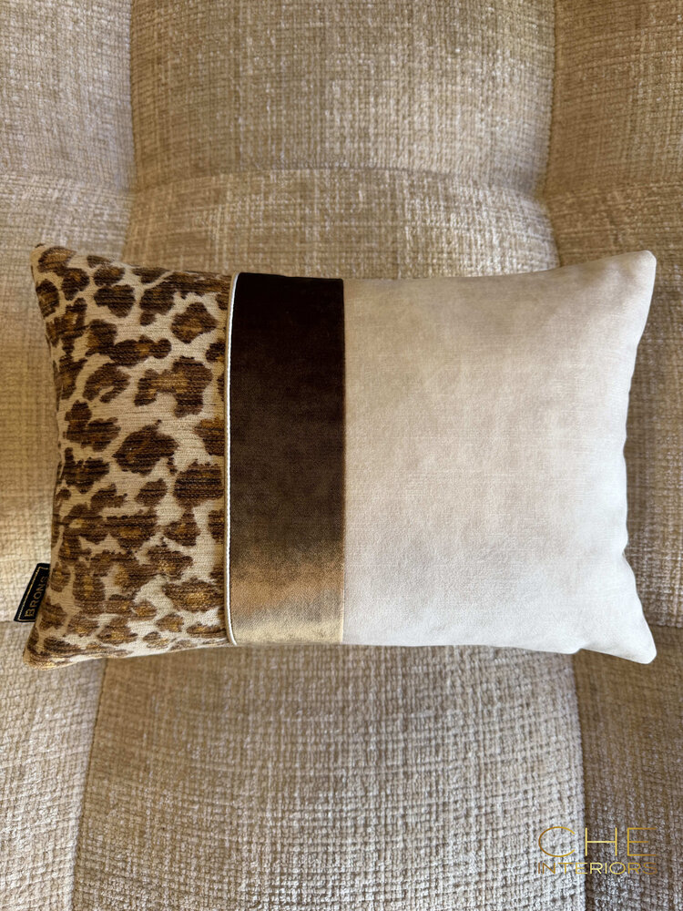 Brons interieur Sierkussen Faro oker strook 45x30 cm