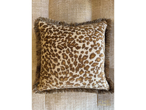 Brons interieur Sierkussen Faro oker fringe met franjes 50x50 cm