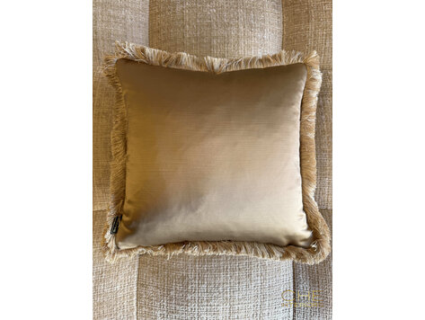 Brons interieur Sierkussen Elise shine fringe met franjes 45x45 cm