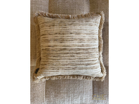 Brons interieur Sierkussen Evora fringe met franjes 50x50 cm
