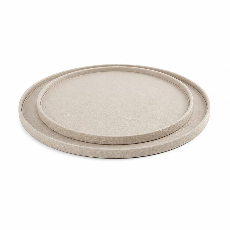 Bombyxx Bellagio Tray rond leder beige Ø60 cm