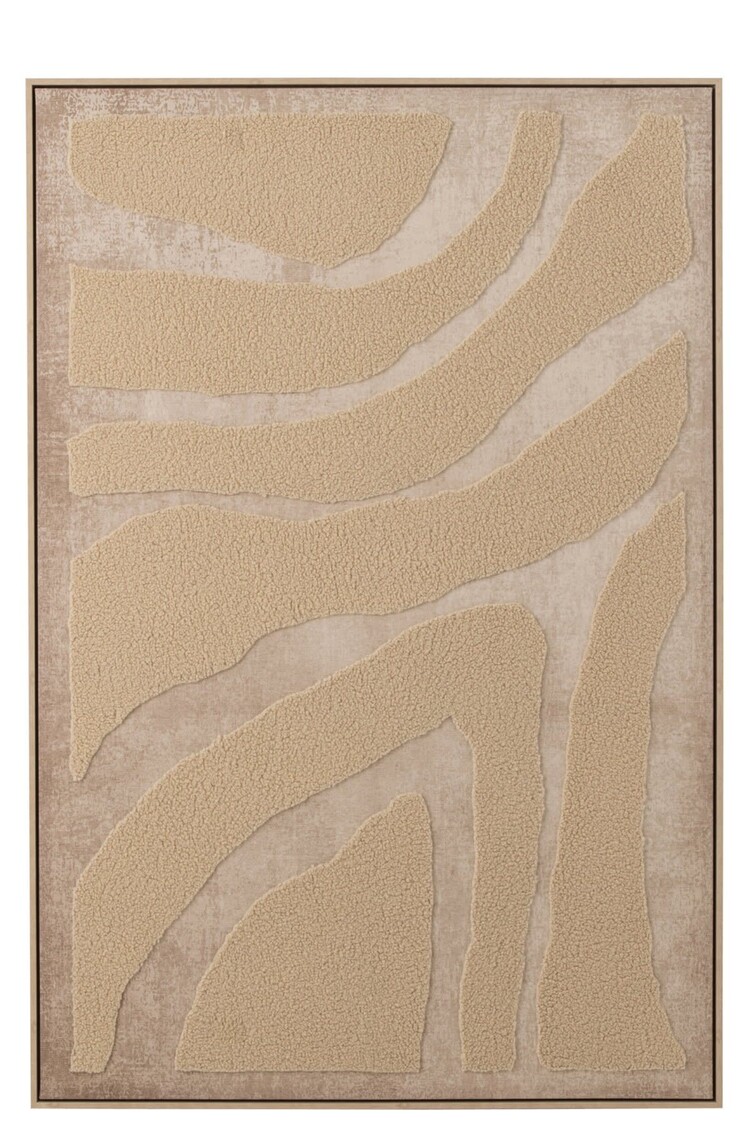 Schilderij Wool beige linnen canvas 100x150 cm
