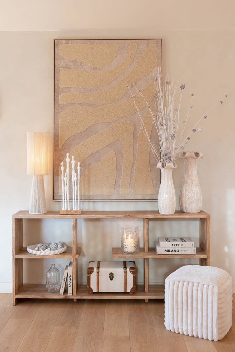 Schilderij Wool beige linnen canvas 100x150 cm