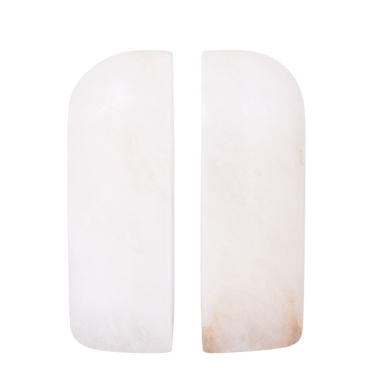 PTMD Collection Louva Natural alabaster boekenstandaard wit set van 2