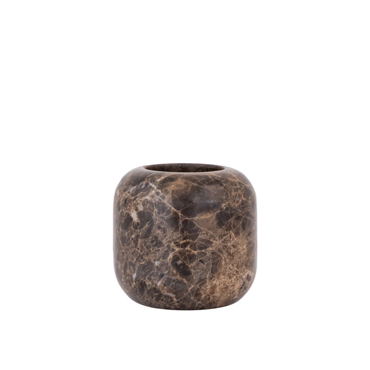 PTMD Collection Eris Dark Brown marble stompkaars kandelaar marmer S