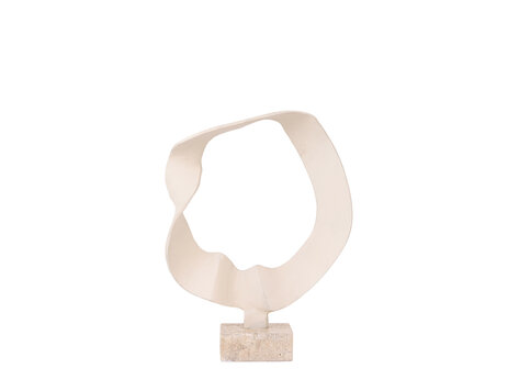 PTMD Collection Vae Beige golvend aluminium ornament travertine voet S